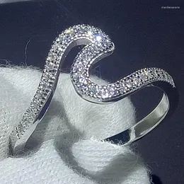 Küme Yüzük Boyut 5-10 Marka Basit Alfabe Halkası Kadınlar için Pure 925 Sterling Gümüş Pave 5a Zirconia CZ Endernity Lady Band