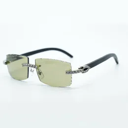 Новые прохладные солнцезащитные очки 3524031 с XL Diamond и натуральные черные деревянные ножки 57 мм