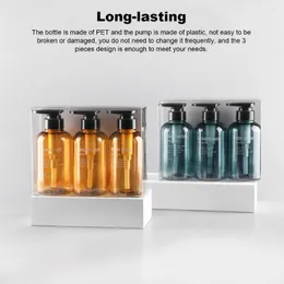 Liquid Soap Dispenser Pack Of 3 Travel Bottle PET 300ml Kitchen Container Gray Blue