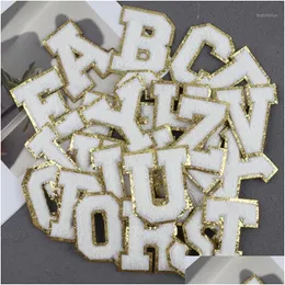 Gift Wrap 26Pcs A To Z White English Letters Towel Embroidery Patch Fabric Sticker Diy Clothing Bags Decoration Adhesive Label Drop De Dhymn