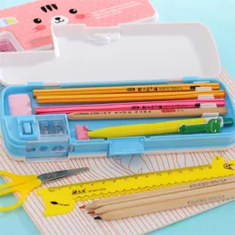 Niedliche kreative Schreibwarenbox mit Bleistiftspitzer, doppelschichtig, multifunktionale Hülle für Studenten, Kawaii-Schulkind-Geschenke