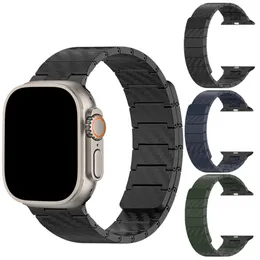 Kolfibermönster magnetisk slinga lättvikt armband armband band remband vaktband för Apple Watch Series 3 4 5 6 7 8 SE Ultra Iwatch 38 40 41 42 44 45 49mm
