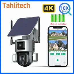 IP -kameror 4K 8MP Dual Lens Solar Camera 10x 4x Zoom WiFi Security Outdoor Humanoid Tracking Color Night Vision Y5 230830