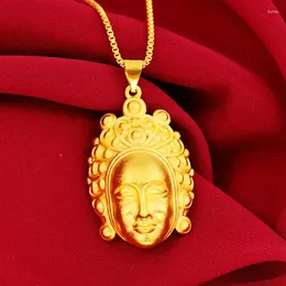Naszyjniki wiszące Stosunek Buddha dla kobiet żółty en buddyzm wiara Choker łańcuchy męskie biżuteria męskie naszyjnik