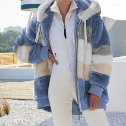 Женские меховые куртки для женщин 2023 Faux Hot осень и зимние плюшевые многоцветные слои с капюшоном продвижение по службе