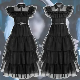 Cosplay Movie Wednesday Costume Girls Cosplay Carnival Costume Black Gothic Dresses Children Barn Dress Halloween Party Costumes 4-12 år 230828