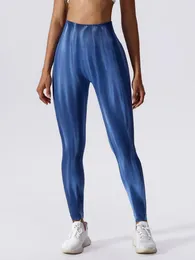Aktif pantolon moda tasarım kravat boya tozlukları dikişsiz yoga spor salonu pantolonlar kadın spor tayt açık giyim giyim malaları push yukarı para