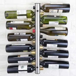 دلاء الجليد والمبردات OOTDTY تصميم النبيذ حاملي النبيذ من الفولاذ المقاوم للصدأ 8 زجاجات الحائط حامل الجدار