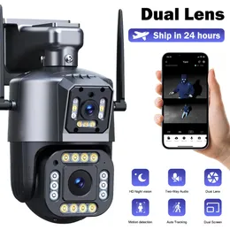 IP -kameror 4MP Dual Lens 2K WiFi Camera CCTV Color Night Vision PTZ Outdoor Video Surveillance Security System 230830