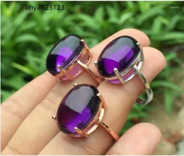 Cluster Rings Amethyst Ring Natural And Real 925 Sterling Silver 12 16mm Big Gemstone Women