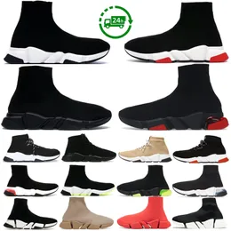 Designer Sockskor för män Kvinnor Speed ​​Trainer Platform Sneakers Black White ClearSole Red Beige Yellow Fluo Mens Breattable Runners Outdoor Jogging Walking