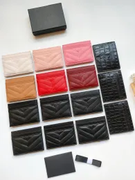 Yeni moda kartı tutucular havyar kadın mini cüzdan tasarımcısı saf renk gerçek deri çakıl dokusu lüks siyah cüzdan kutu