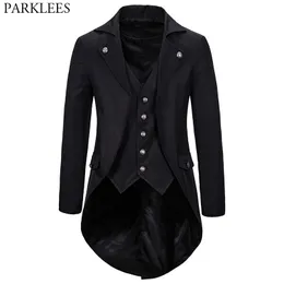Mens Suits Blazers Gothic Victorian Tailcoat Jacket Men Steampunk Medieval Cosplay Costume Male Pirate Viking Renaissance Formal Tuxedo Coats 2XL 230829