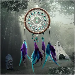 Arts And Crafts Wholesale- Antique Imitation Enchanted Forest Dreamcatcher Gift Handmade Dream Catcher Net With Feathers Wall Hanging Dhvn5