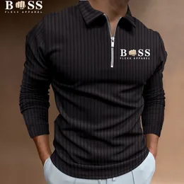 Polo da uomo che vendono Polo da uomo a maniche lunghe a righe casual da uomo Autunno T-shirt con cerniera bavero top golf Abbigliamento da strada da uomo S-5XL 230830