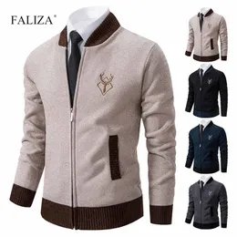 Herrtröjor Cardigan Sticked tröja baseball krage plysch förtjockar fleece rockar casual stickwear manliga kläder tröja jackor 230830