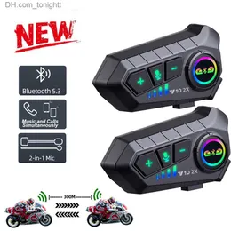 1/2x Müzik Interphon Bluetooth 5.3 Motosiklet Kask İntercom Kulaklık Su Geçirmez 300m Intercomunicador Hoparlör Kulaklık Q230830