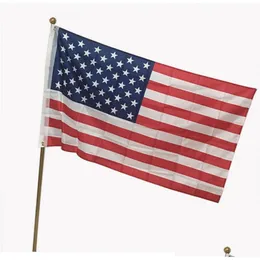 Banner Flags American Flag - 3X5 Ft Higt Quality Nylon Embroidered Stars Sewn Stripes Sturdy Brass Grommets. Usa Garden Drop Delivery Dh0Ed
