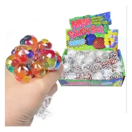 Giocattolo di decompressione Squishy 5.0Cm Perline colorate Maglia Squish Palla d'uva Fidget Palline antisfiato Spremere Sollievo dall'ansia Consegna a goccia T Dhpgm