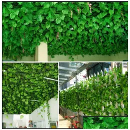 Trädgårdsdekorationer 120 m/parti Hemväggsdekor Konstgjord sidenplast Ivy Vine Hanging Plant Garlands Craft Supplies For Xmas Wedding OTZC8