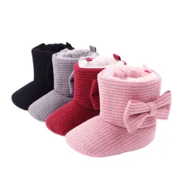 Boots born Toddler Baby Girls Boys Snow Boots Soft Sole Anti-Slip Crib Shoes Winter Warm Cozy Bowknot Booties Winter Warm 230830