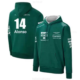 Mens Hoodies 스테인 2023 Aston Martin Alonso Hoodie 유니폼 유니폼 포뮬러 1 레이싱 슈트 F1 후드 Moto 오토바이 라이딩 슈트 남성 Topy Y2K 까마귀