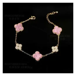 Braccialetti di fascino braccialette di bracciale bracciale gioiello piastra rosa piastra a quattro foglie intarsia