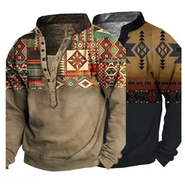 Męskie swetry geometryczny styl etniczny styl retro cyfrowy druk menu wiosenna koszula do domu 230830