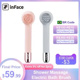 Cleaning Tools Accessories inFace Shower Massage Electric Bath Brush Body Scrubber Acne Exfoliating Brushes IPX7 Waterproof with 4 Heads 230829