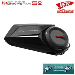 Mornystar S2 Motorcykel Bluetooth Helmet Intercom Headset 1200m vattentät trådlös BT 5.1 Interphone MP3 GPS Q230830