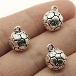 Sonstiges Kostenloser Versand 88 Stück Antiksilber 3D-Fußball-Charms-Anhänger 11x11x11mm B13486