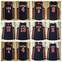 2004 Retro Basketball Jerseys James Duncan McGrady Iverson Stitched Jersey