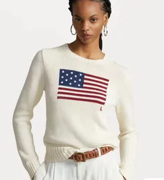 Sweter z dzianiny w USA-Sweter amerykańskiej 2023 Zimowa luksusowa moda wygodna bawełniana pullover 100% bawełniana przędza s-2xl