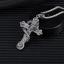 European and American Skeleton Dragon Cross Necklace Men's Dominant Retro Pendant Street Personality Pendant Jewelry