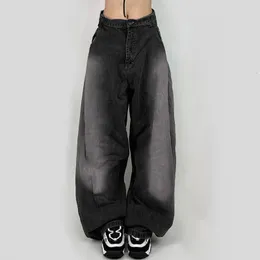 Jeans da donna Tinta unita Personalità Street Style Sciolto lavato Sfumato Moda Vita bassa Tendenza Retro Pantaloni larghi a gamba casual Donna 230829