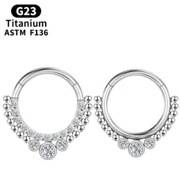 Piercing setto titanio cartilagine trago G23 anello al naso sexy orecchini zircone industriale clicker cerniera segmento gioielli per il corpo delle donne