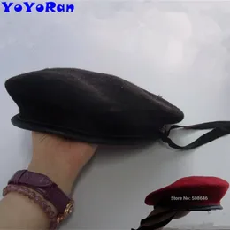 Berets YOYORan 1PC man 100 wool military beret Black red navy solid color army soldier tactical cap hat Apparel 230829