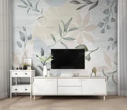 Wallpapers Custom Po Wallpaper Modern Green Leaf Watercolor Nordic Style Mural Wall Paper Living Room Papier Peint 3D Fresco Home Decor