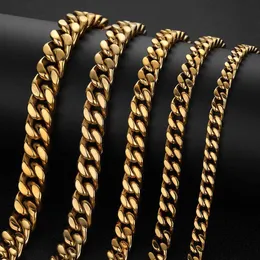 Fashion trend hip-hop necklace , stainless steel necklace, titanium steel polished and encrypted snap closure, four sided polished Cuban chain necklace