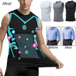 Taillen-Bauchformer Herren Ionic Shaping Weste Eisseide Schlankheitsweste Body Shaper Kompressions-T-Shirts Tanktop Bauchkontrolle Schnelltrocknende Fitness-Shirts 230829