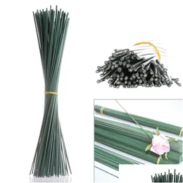 Decorative Flowers Wreaths A Bundle Of 100Pc Artificial Floral Wire Craft Flower Stem Wrap Dark Green 30Cm Drop Delivery Home Garden Dhihp