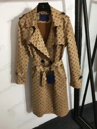 trench lungo da donna 2023 designer di marca giacche autunnali moda doppio petto allacciatura in vita risvolto manica lunga trench in pelle di daino giacche invernali da donna di fascia alta