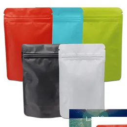 Packing Bags Wholesale 50Pcs/Lot Stand Up Resealable Pure Aluminum Foilk Storage Bag Coffee Powder Self Seal Matte Package Drop Delive Dh2Ho