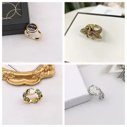 Классические позолоченные брендовые кольца с буквами, мужские и женские модные дизайнерские металлические отверстия, регулируемые для ювелирных колец, один размер