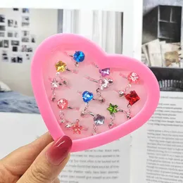 New children's ring 12 love boxed Rhinestone hand ornaments girls toy ring Rhinestone meson