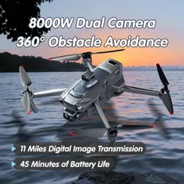 8K Dual Camera Drone, GPS Return ,Brushless Motor, 3-Axis Gimbal, 360° Obstacle Avoidance, Optical Flow Positioning, 45 Minutes Flight Time, Real-time Image Transmission