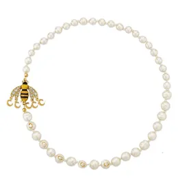 Luxus Perlenkette G Designer Schmuck für Frauen Klassische Gold Biene Charm Halsketten Hochzeit Halsketten Ketten Accessoires Geschenke
