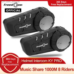 Freedconn Ky Pro Motorcycle Intercom Bluetooth Hearmet Hearset Motorbike 6 Riders 1000M Moto Group Водонепроницаемый интерфейс Q230830