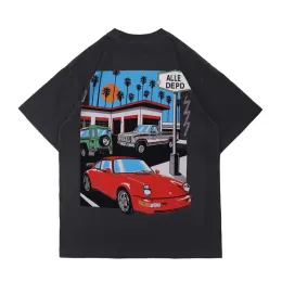 23ss Primavera Estate Americano Unisex Drive Thru Car maglietta in difficoltà Vintage Tee Uomo Donna High Street Casual Tshirt imaxbrand-6 CXG8303