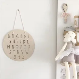 Decorative Objects Figurines 1Pcs Wall Hanging Ornaments Nordic Style Wooden ABC Alphabet Slogan Banner For Kids Room Decoration Props Home Ornament 230829